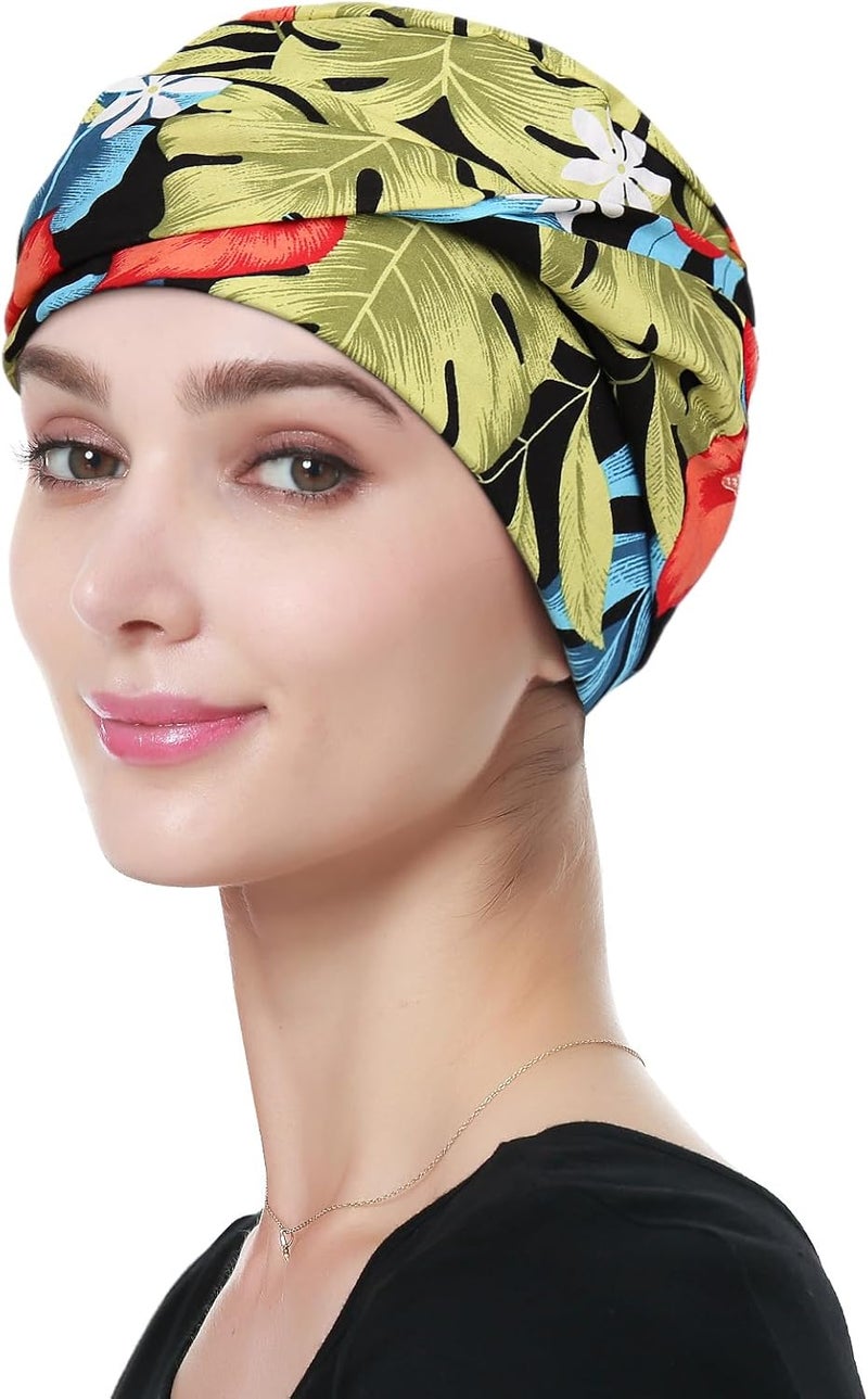 Alnorm 100% Cotton Fashion Headwear Chemo Caps with Stretchy Band for Hair Loss Women - Image 2